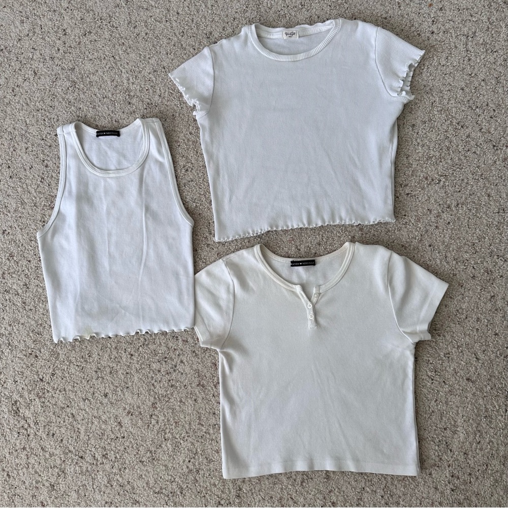 Brandy Melville White Tee Bundle